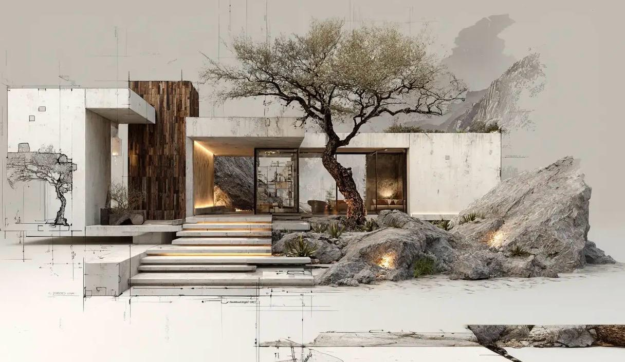 Résidence contemporaine intégrée au paysage — étude 2